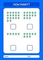 How many counting game with globe. worksheet for preschool kids, kids activity sheet vector