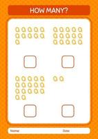 How many counting game with masking tape. worksheet for preschool kids, kids activity sheet vector