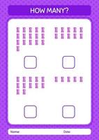 How many counting game with pencil sharpener. worksheet for preschool kids, kids activity sheet vector