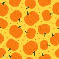 patrón sin costuras de calabazas sobre fondo amarillo. fondo para el diseño decorativo de otoño vector