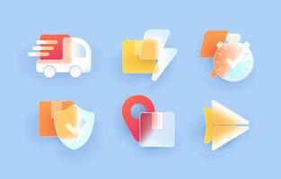 Delivery Icons in Glassmorphism Concept vector