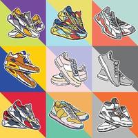 conjunto de zapatos de zapatillas de deporte de vector