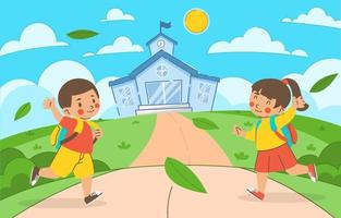 Flat Boy and Girl Students Are Back To School vector