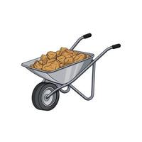 wheelbarrow filled with dirt. vector image isolated on white background