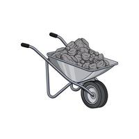Wheelbarrow with rock vector image isolated on white background