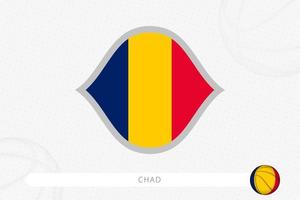 bandera de chad para la competición de baloncesto sobre fondo gris de baloncesto. vector