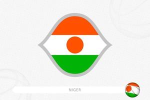Niger flag for basketball competition on gray basketball background. vector
