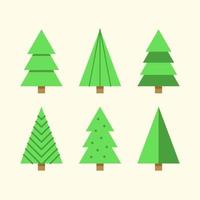 set of green triangular trees illustration vector