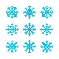 colección de iconos de copo de nieve azul vector