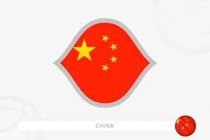 bandera china para la competición de baloncesto sobre fondo gris de baloncesto. vector