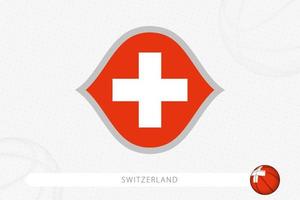 bandera de suiza para la competencia de baloncesto en el fondo de baloncesto gris. vector