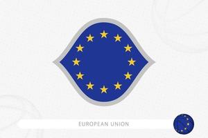 bandera de la unión europea para la competición de baloncesto sobre fondo gris de baloncesto. vector