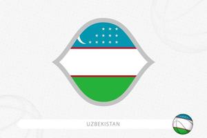 bandera de uzbekistán para la competición de baloncesto sobre fondo gris de baloncesto. vector