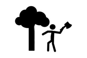 people cutting trees symbol of wood devastation destroying forest simple vector illustration can be used for presentation, ui, animation etc.