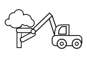 Deforestation filled icon with forest harvester machine symbol of ecosystem destruction and nature devastation can be used for presentation, web and ui. vector