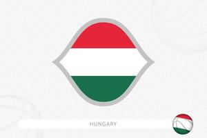 Hungary flag for basketball competition on gray basketball background. vector