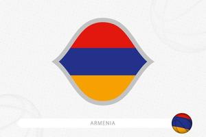 bandera de armenia para la competencia de baloncesto sobre fondo gris de baloncesto. vector