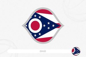 bandera de ohio para la competencia de baloncesto sobre fondo gris de baloncesto. vector