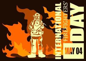 Firefighter silhouette vector illustration, as a banner, poster or template for international firefighters day.