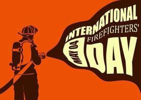 Firefighter silhouette vector illustration, as a banner, poster or template for international firefighters day.