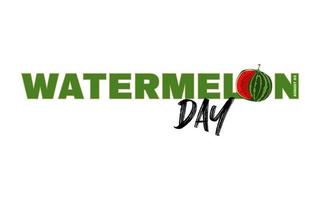 National Watermelon Day poster with calligraphy lettering isolated on white background vector