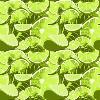 Seamless pattern with lime slices. Vector citrus fruit pattern