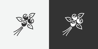 Flower bouquet vector icon. Black and white vector symbols for your design