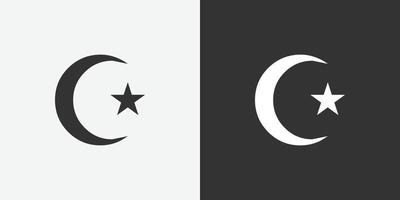 Islam symbol vector icon. Isolated crescent moon and star symbol icon vector design.