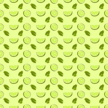 Seamless pattern with lime slices. Vector citrus fruit pattern
