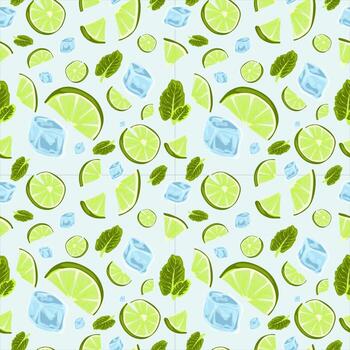 Seamless pattern with lime slices. Vector citrus fruit pattern
