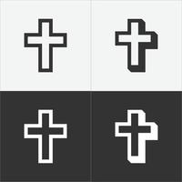 Religion cross vector icon set. Isolated cross icon vector design.