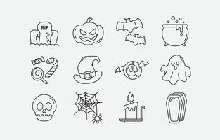 Halloween Thin Line Icons Set vector