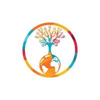 plantilla de diseño de logotipo de vector de árbol de globo. planeta y eco símbolo o icono.