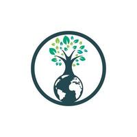 Globe tree vector logo design template. Planet and eco symbol or icon.