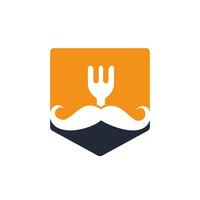 Food guru logo template design. illustration mustache with fork icon design. vector