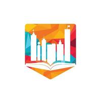 diseño del logotipo del edificio educativo. vector de libro y edificio, símbolo de biblioteca y estudio.