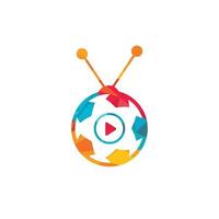 plantilla de diseño de logo de vector de televisión de fútbol. logotipo de icono de tv de fútbol.