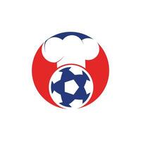 Diseño de logotipo vectorial de chef de fútbol. diseño de icono de pelota de fútbol y sombrero de chef. vector