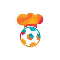 Diseño de logotipo vectorial de chef de fútbol. diseño de icono de pelota de fútbol y sombrero de chef. vector