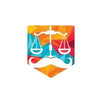 Strong law vector logo design concept. Scale and mustache icon vector design.