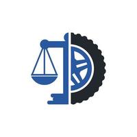 Transport law vector logo design template. Tire and balance icon design.