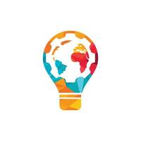 Gear global with lightbulb shape vector logo design. Gear planet icon logo design element.