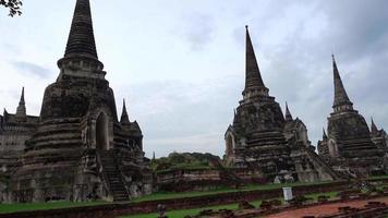 wat Phra SI sanfeta tempio ayutthaya Tailandia 20 agosto 2022 era il il più sacro tempio su il luogo di il vecchio reale palazzo nel Tailandia antico capitale di ayutthaya fino a il città era completamente distruggere. video