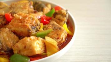 fish stew with tomato and pepper on plate video