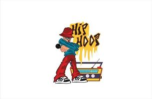 Hip hoop Dj boy vector cartoon illustration