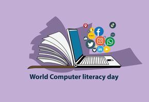 World computer literacy day vector