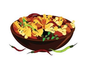 Aloo gobi Indian and Pakistani food, cauliflower vector illustration