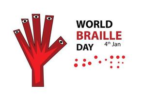 World Braille day 4 jan poster vector illustration