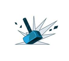 Hammer logo, mascot vector illustration on isolated background