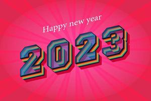 2023 happy new year card Trendy Retro text effect 3d rendering custom text. vector